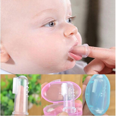 Picture of Baby Finger Toothbrush Silicone Toothbrush+Box Children Teeth Clear Soft Silicone Infant Tooth Brush Rubber Cleaning