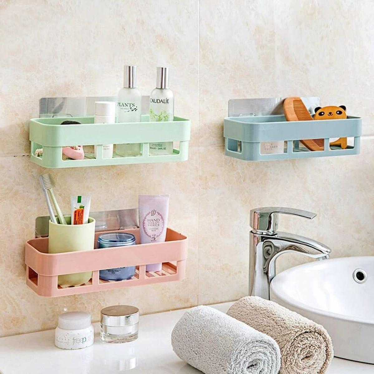 Picture of Bathroom Kitchen Corner Storage Plastic Rack Organizer Shower Shelf 1 Piece - Kitchen Rack - Kitchen Rack - Kitchen Rack - Oven Cover - bathroom accessories