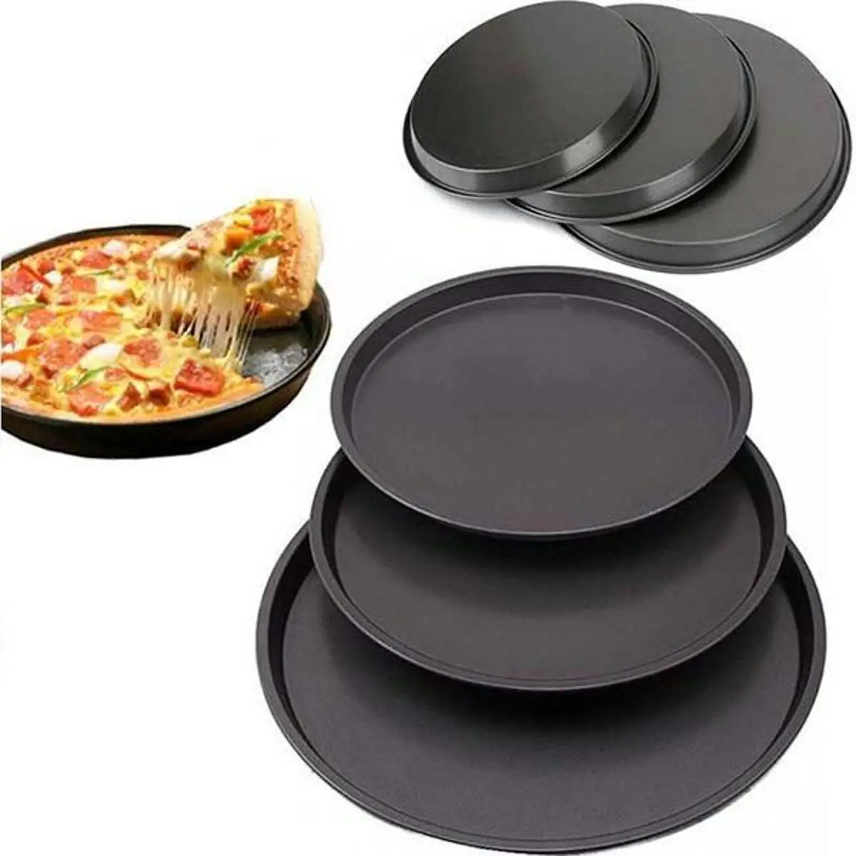 Picture of 3 Pieces Pizza Pan Set -10/11/12 Inch-Black