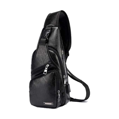 Picture of Leather Cross Body Bag Pack -Black