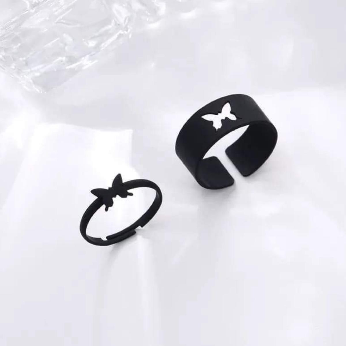 Picture of Butterfly King and Queen Couple Ring Set-2Pcs