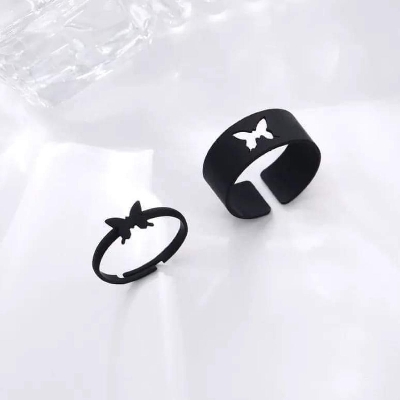 Picture of Butterfly King and Queen Couple Ring Set-2Pcs