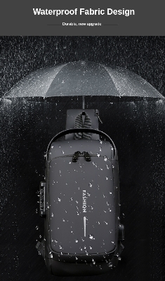 Picture of Multifunction Patent Leather Chest Bag Men Waterproof Men Crossbody Bag Anti-theft Travel Bag Male USB Charging Chest Bag Pack