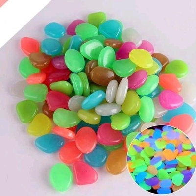 Picture of 50 pcs x Artificial Luminous Stone Glow in the Dark Fluorescent Pebbles Aquarium Fish Tank Garden Decorative Stones