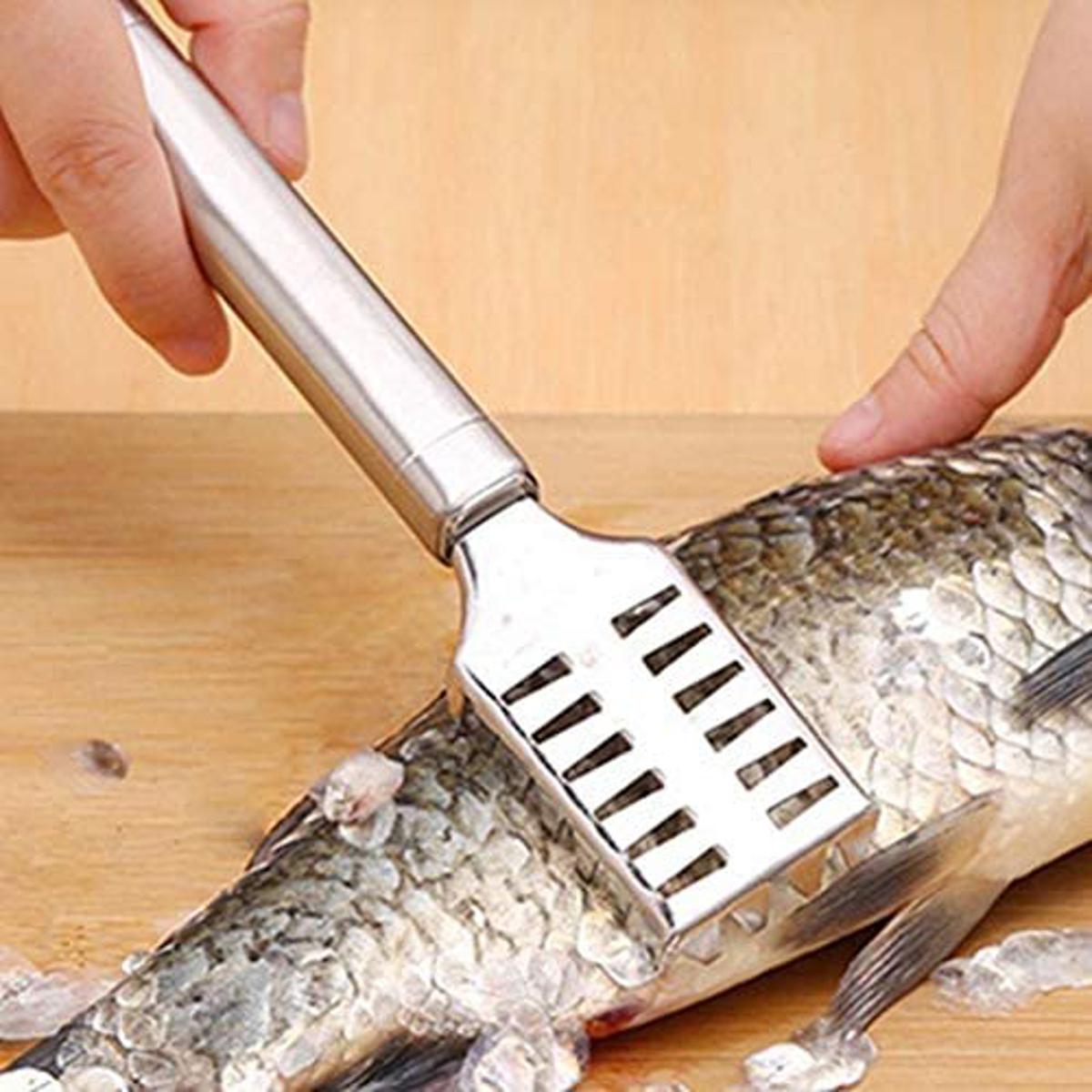 Picture of Fish Scale Scraper Brush, Stainless Steel Fish Scaler Scales Skin Remover, Removing Peeler Cle