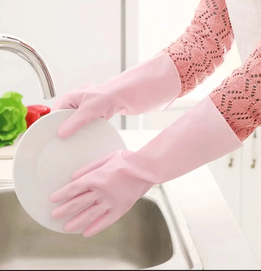 Picture of High Quality Silicone Dish Washing Kitchen Hand Gloves (Multicolor)
