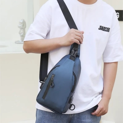 Picture of Men's Shoulder Bag Waterproof Oxford Cross Body Double Layer Zipper Bag High-Capacity Travel Phone Pouch Fashion Bag