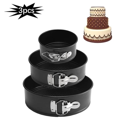Picture of Non Stick 3 Piece Set Carbon Steel Springform Round Shape Cake Pan Mold