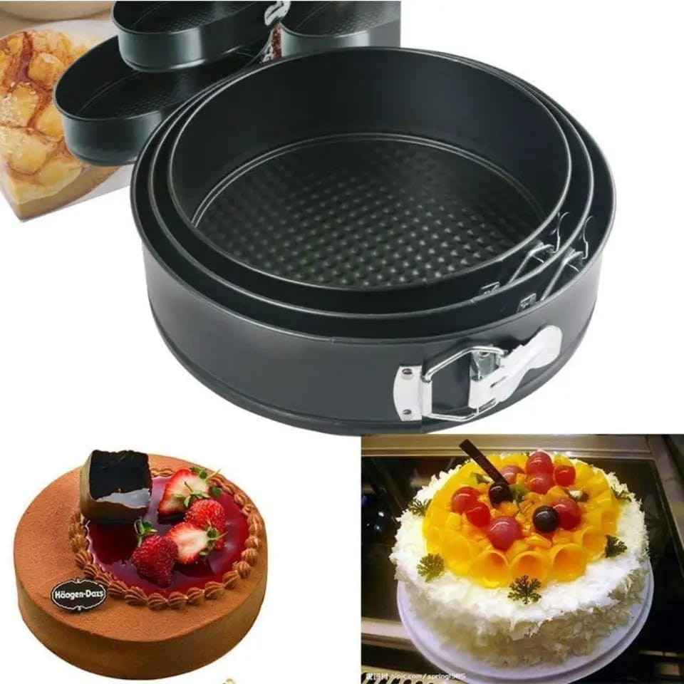 Picture of Non Stick 3 Piece Set Carbon Steel Springform Round Shape Cake Pan Mold