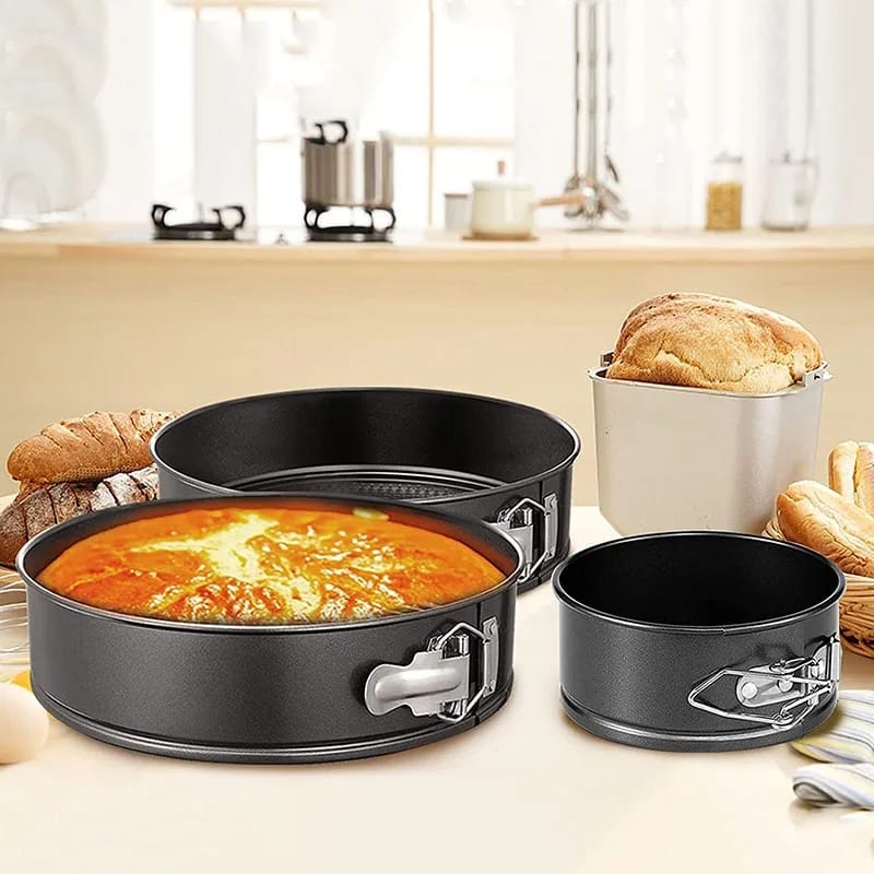 Picture of Non Stick 3 Piece Set Carbon Steel Springform Round Shape Cake Pan Mold