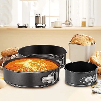 Picture of Non Stick 3 Piece Set Carbon Steel Springform Round Shape Cake Pan Mold