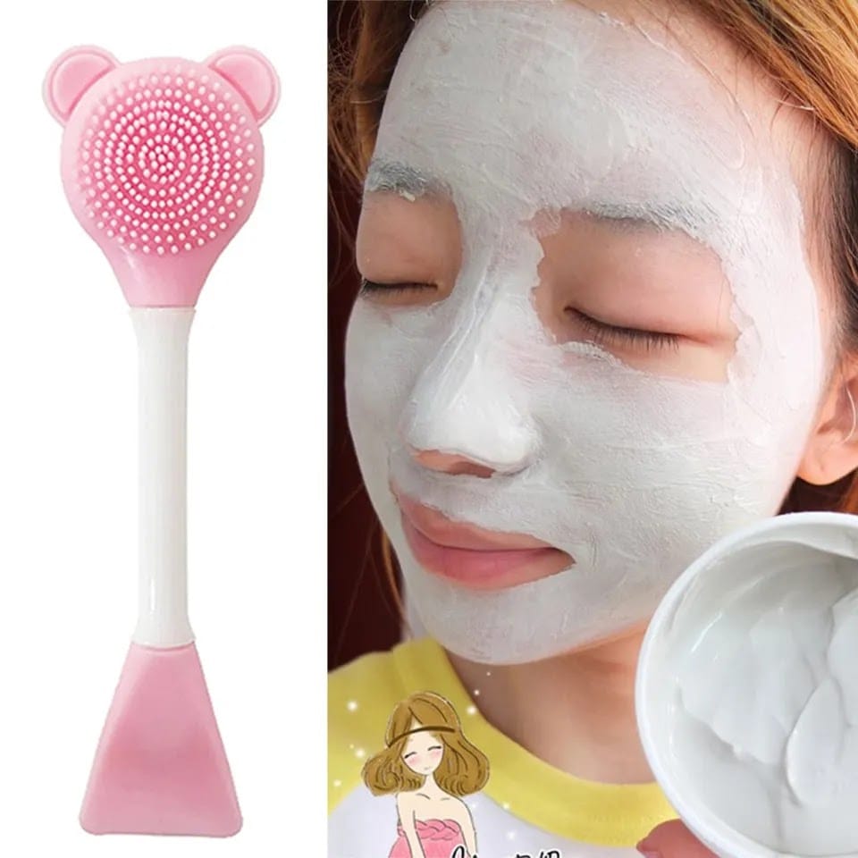 Picture of 1Pcs Bear Silicone Double Head Facial Mask Brush Mask Adjusting Beauty Mud Film Facial Brush Makeup Tools Blackhead Removal