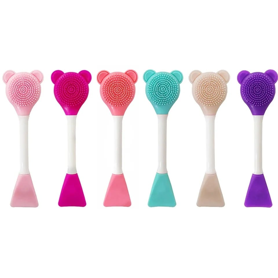 Picture of 1Pcs Bear Silicone Double Head Facial Mask Brush Mask Adjusting Beauty Mud Film Facial Brush Makeup Tools Blackhead Removal