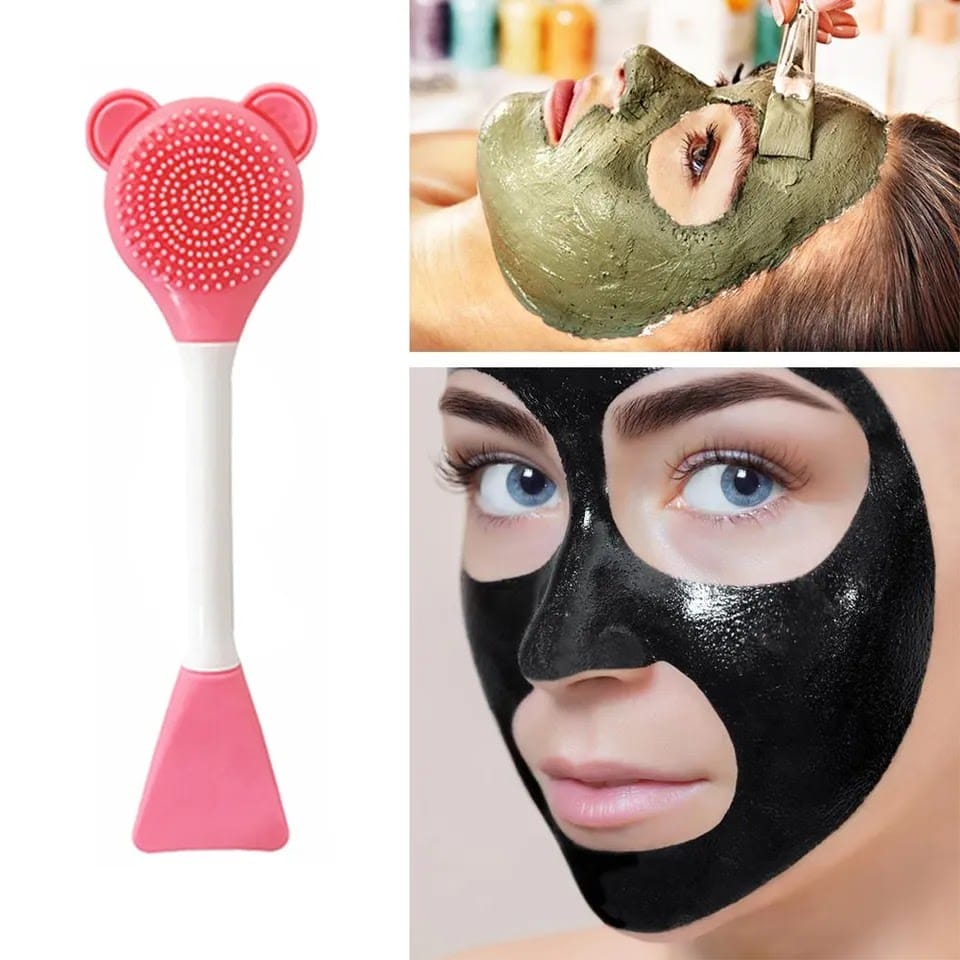 Picture of 1Pcs Bear Silicone Double Head Facial Mask Brush Mask Adjusting Beauty Mud Film Facial Brush Makeup Tools Blackhead Removal