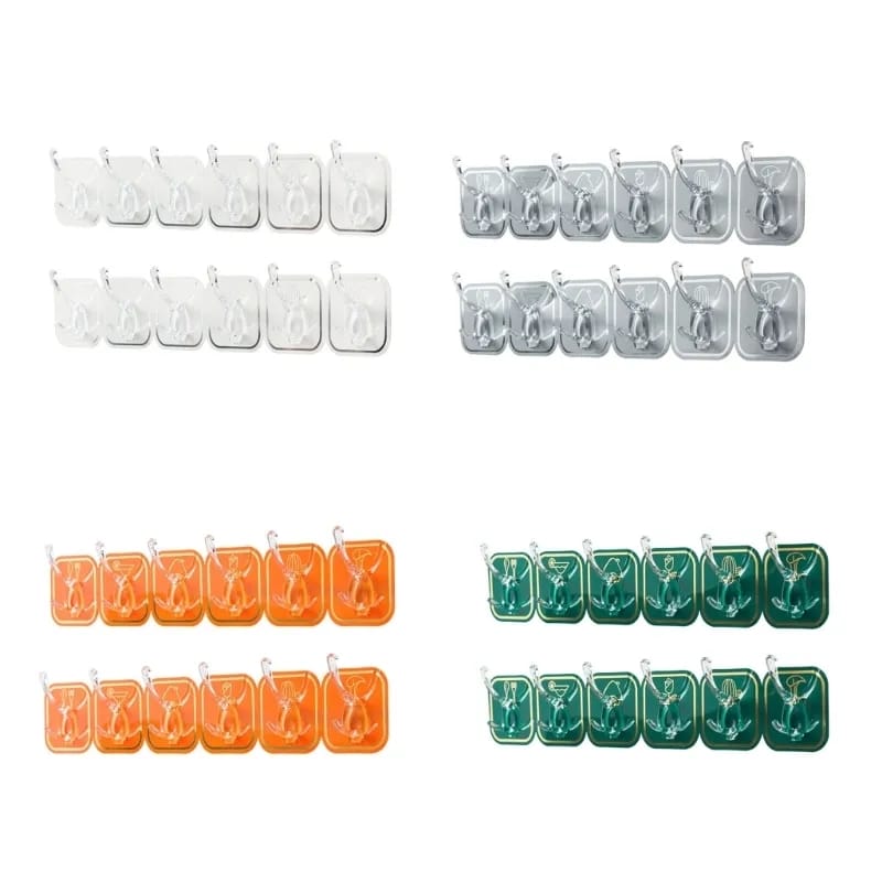 Picture of Coat Hook Heavy Duty Multifunctional Home Organization Two Prongs Kitchen Bathroom Wall Mounted Towel Hanger Household Products-6 pcs set