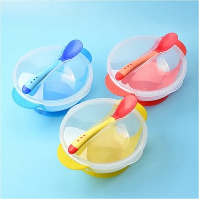 Picture of Baby Suction Feeding Bowl with Spoon Bowl 1 Set Multicolor