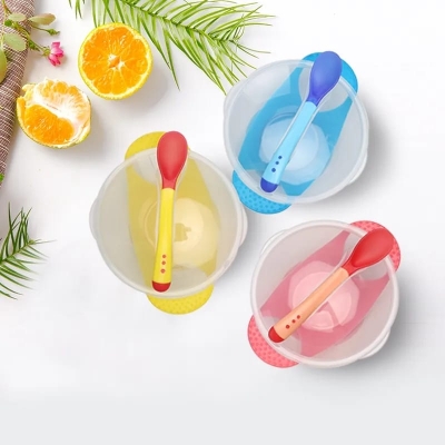 Picture of Baby Suction Feeding Bowl with Spoon Bowl 1 Set Multicolor