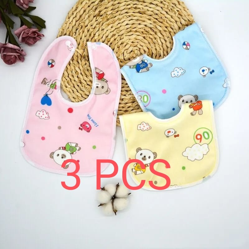 Picture of 3 Pcs Soft Cotton Bibs for Baby- Multicolor