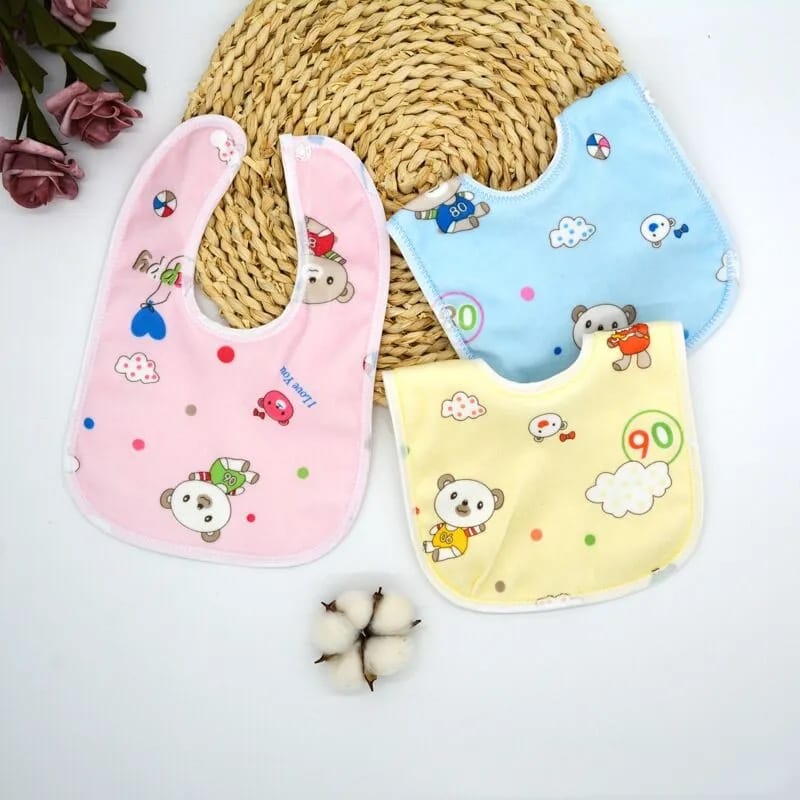 Picture of 3 Pcs Soft Cotton Bibs for Baby- Multicolor