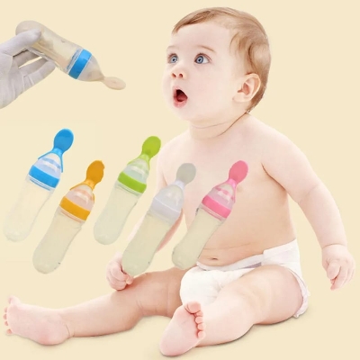 Picture of Baby Silicone Squeeze Spoon Feeder (90ML Bottle) with Fruit Pacifier for Baby