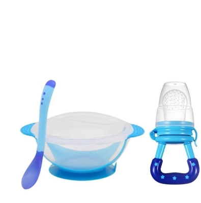 Picture of Hit Sensing Spoon For Kids And Fruit Nibbler Pacifier Feeding Sucation Baby Bowy With Feeding Set