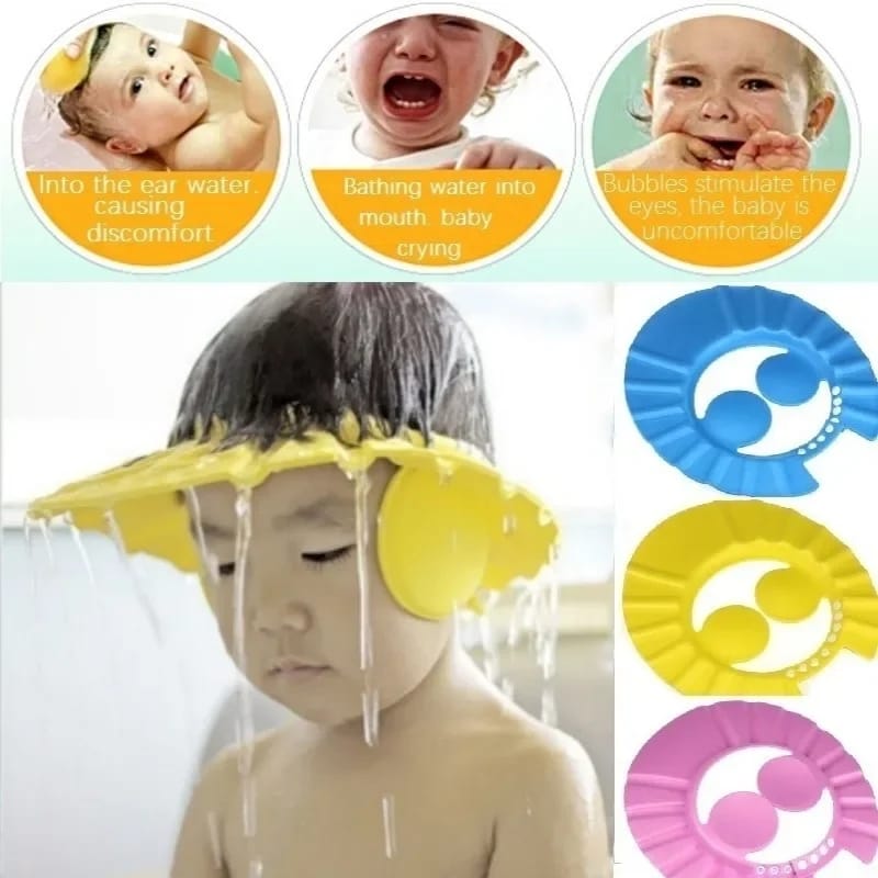 Picture of 1pcs Baby Shower Cap with Ear Protection Bath Caps Adjustable Soft Shampoo Bathing Hat Cap for Kids Toddler-Multicolor