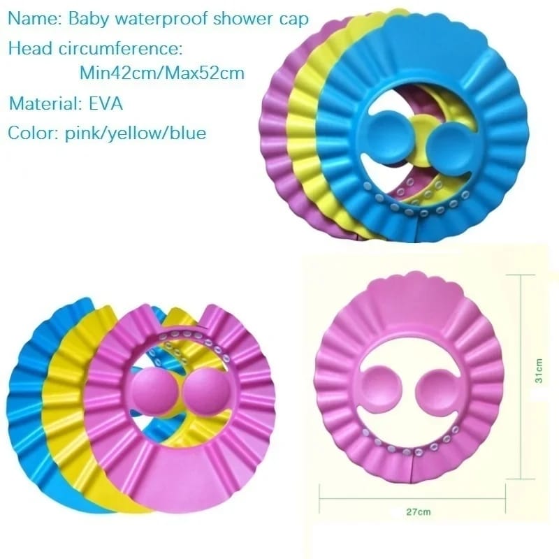 Picture of 1pcs Baby Shower Cap with Ear Protection Bath Caps Adjustable Soft Shampoo Bathing Hat Cap for Kids Toddler-Multicolor