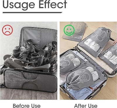 Picture of 1/2 pcs Shoes Storage Bags Closet Organizer Non-woven Travel Portable Bag Waterproof Pocket Clothing Classified Hanging Bag