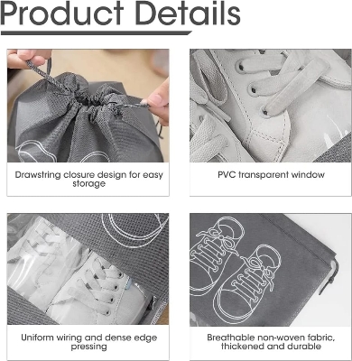 Picture of 1/2 pcs Shoes Storage Bags Closet Organizer Non-woven Travel Portable Bag Waterproof Pocket Clothing Classified Hanging Bag