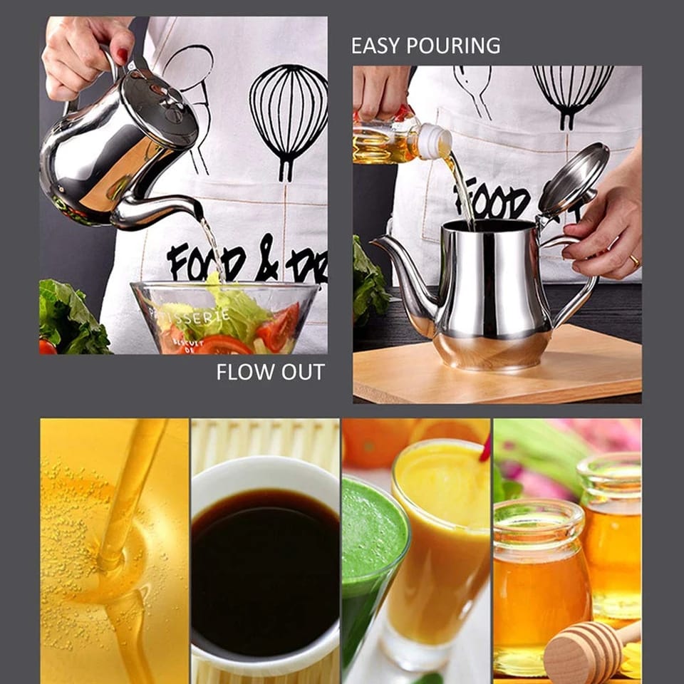 Picture of 410ml Stainless Steel Oil Tank Large Capacity Oil Bottle Kitchen Oil Filter Pot Soy Sauce Vinegar Container Coffee Pot