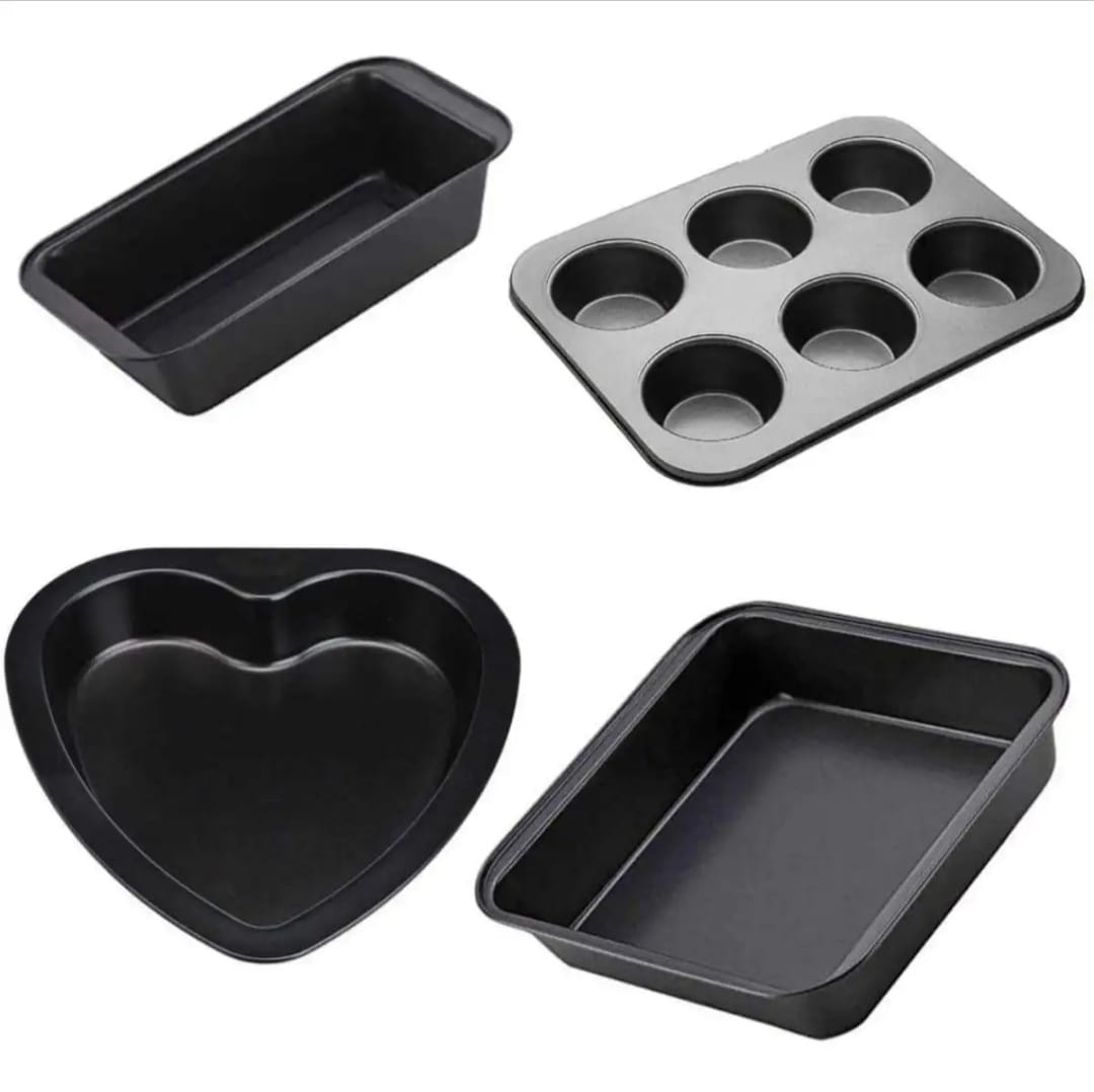 Picture of Carbon Steel Heat Shape Mould, Square Baking Pan, 6 Slot Cup Cake Muffin Tray, Non-Stick Bread Loaf Pan Set