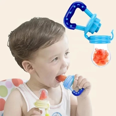 Picture of (5pc er set)Baby Silicone Spoon + plastic Feeder Pacifier, Finger Brush, Fruits Chusni,Baby Bowl+Spon