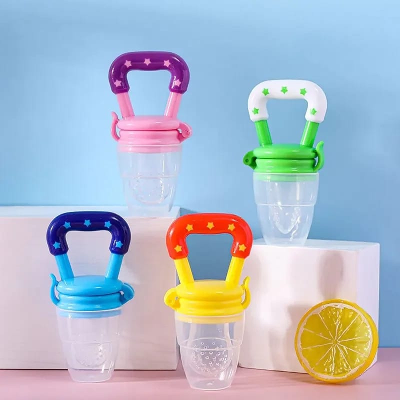 Picture of 6-piece baby feeding set with essential accessories. Includes a sucker bowl set,mam Pot, Slicon spoon Fider,Friut Pacifer& Bibs