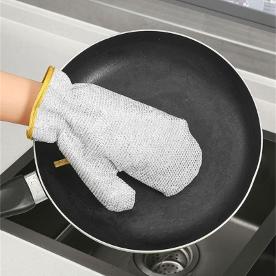 Picture of 2PCS Silver Wire Dishwashing Gloves PVC Non Scratch Metal Wire Dishcloth