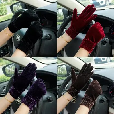 Picture of Super Stylish Velvet Hand Gloves For Women
