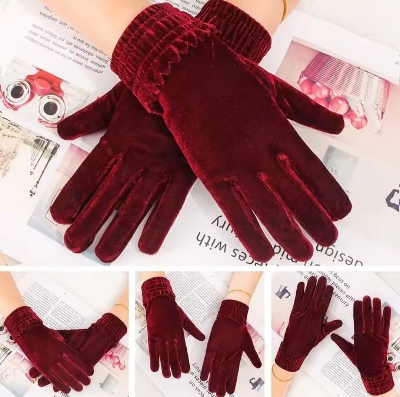 Picture of Super Stylish Velvet Hand Gloves For Women
