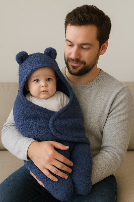 Picture of Cozy Baby Swaddle Wrap with Hooded Bear Design – Warm Sleeping Bag for Newborns