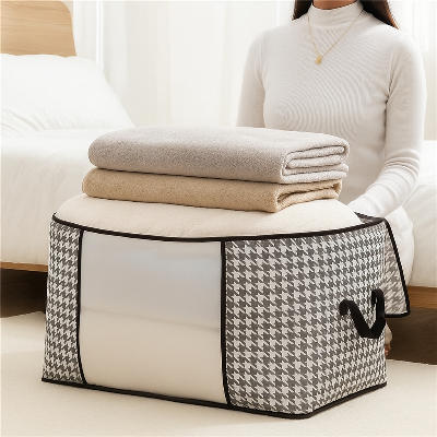 Picture of Premium Foldable Clothes Storage Bag Organizer with Zipper & Handles – Large Capacity Blanket & Wardrobe Organizer Box