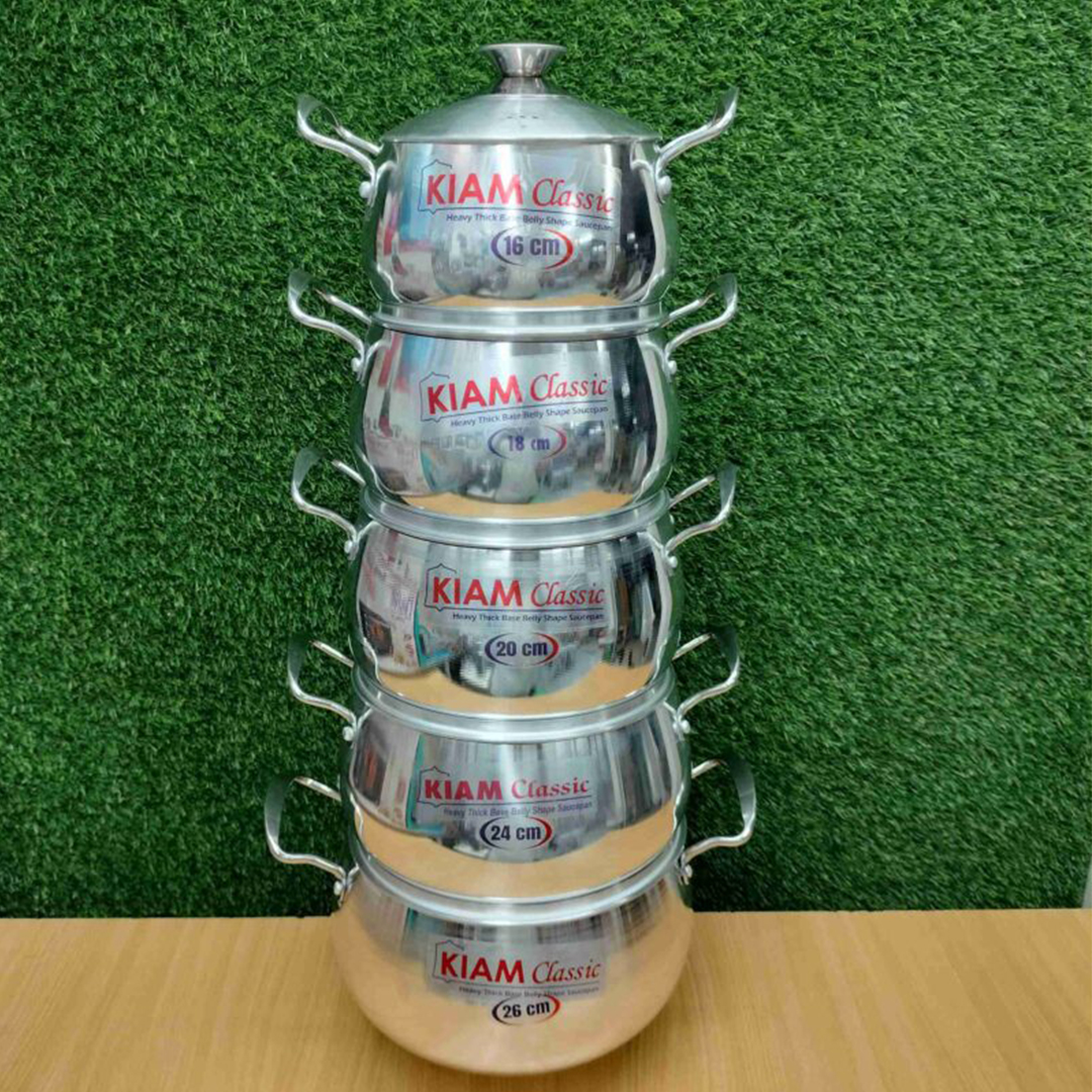 Picture of Kiam Heavy Thick Base Belly Shape Saucepan  Set 10 in 1- 10 pcs set 