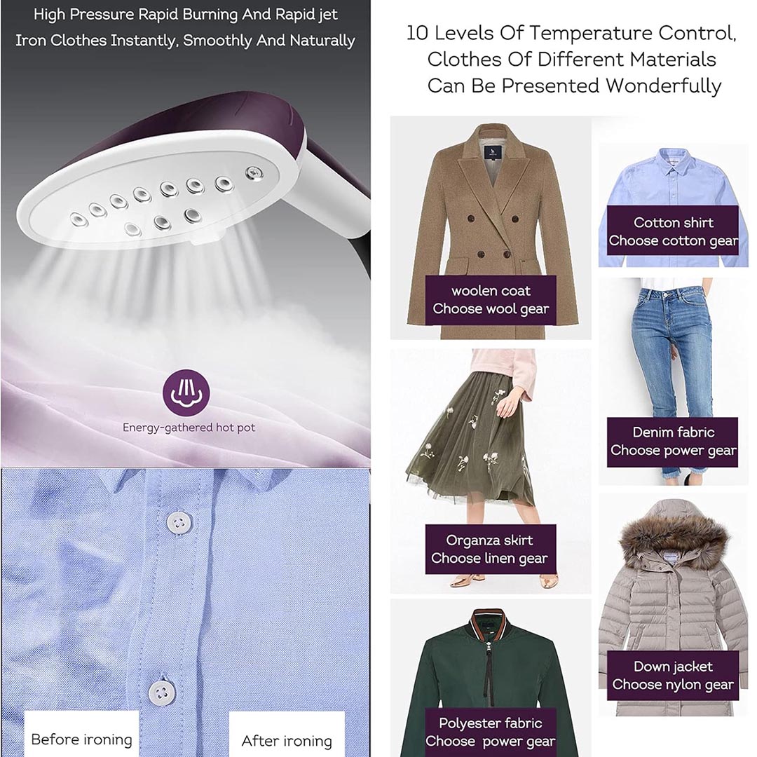 Picture of Miyako Steam Iron Vertical Steam Steamer for Clothes, 1950W Telescopic Double Posts Steamer for Commercial Home