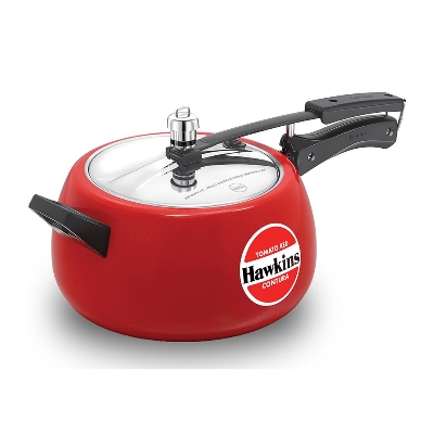 Picture of Hawkins  Contura Pressure Cooker, Ceramic Coated Handi Inner Lid Cooker, Tomato Red-5 ltr 