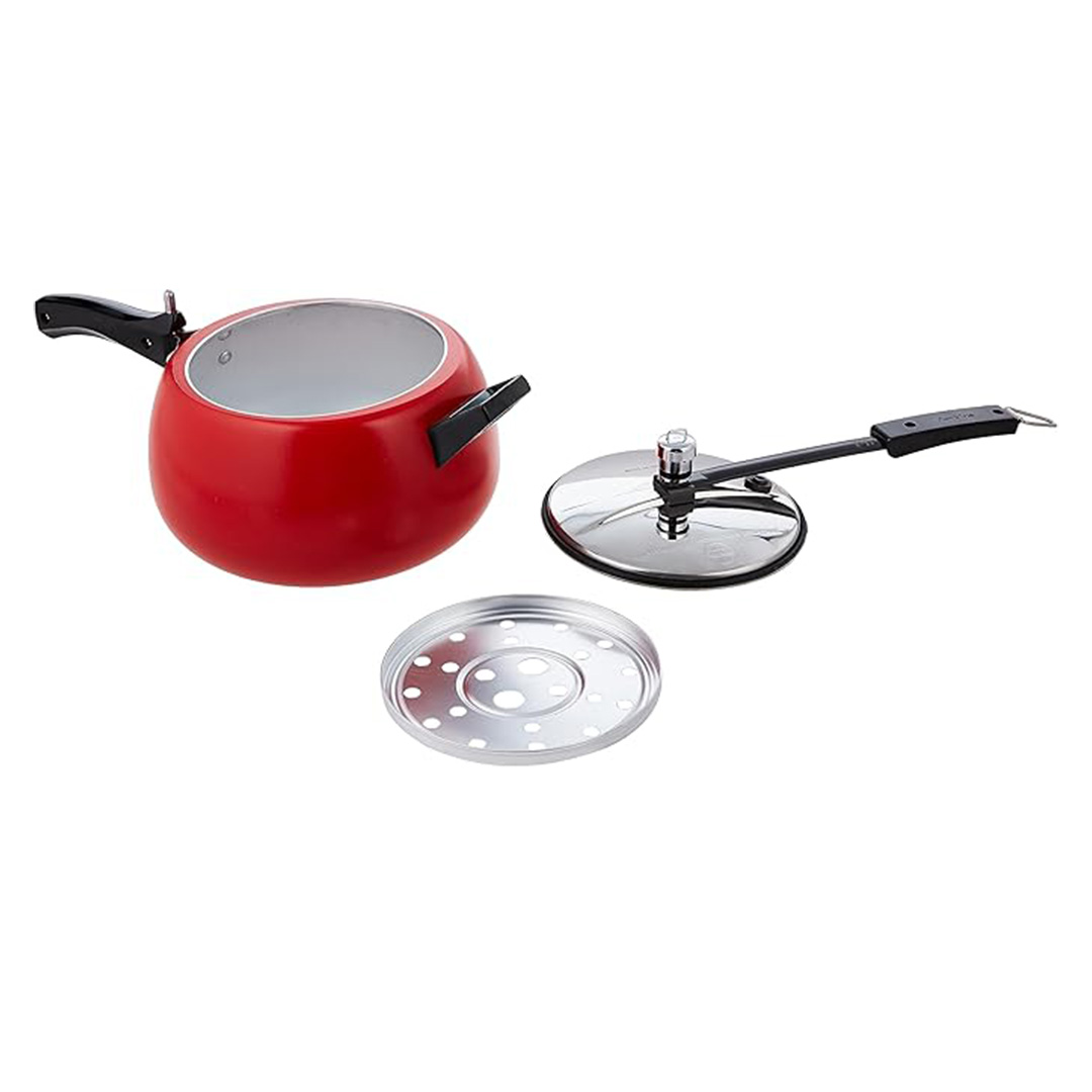 Picture of Hawkins  Contura Pressure Cooker, Ceramic Coated Handi Inner Lid Cooker, Tomato Red-5 ltr 