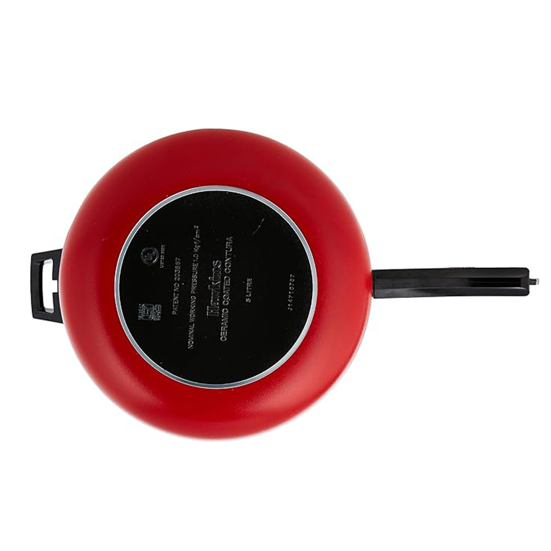 Picture of Hawkins  Contura Pressure Cooker, Ceramic Coated Handi Inner Lid Cooker, Tomato Red-5 ltr 