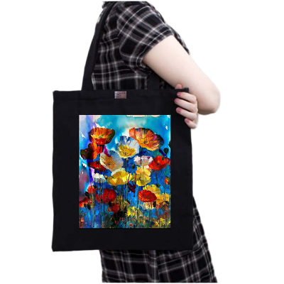 Picture of Canvas Tote Bag/Fashionable Top Handle Bag Black Color with Zipper for girls For University/College/Trenndy Fashionable Women