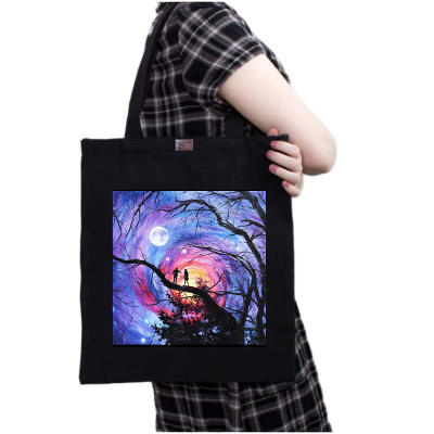 Picture of Canvas Tote Bag/Fashionable Top Handle Bag Black Color with Zipper for girls For University/College/Trenndy Fashionable Women