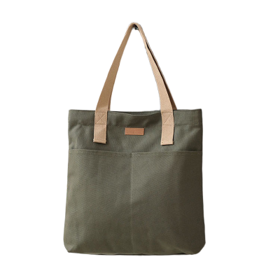 Picture of TAG Lifestyle Canvas Tote Bag/Fashionable Top Handle Olive Green Color With 2 Big Outside Pocket and Zipper Enclosure for girls For University/College/Trendy Fashionable Women