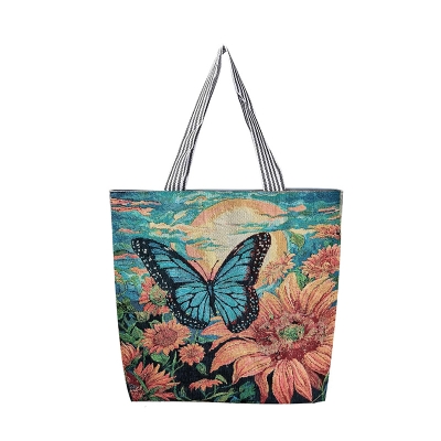 Picture of TAG Lifestyle Jacquard Embroidered Print Canvas Tote Bag Shopping Bag, Girls & Ladies Bag, Inside pocket Top Handle Tote Bag for University/College/Girls Students And Fashionable Women