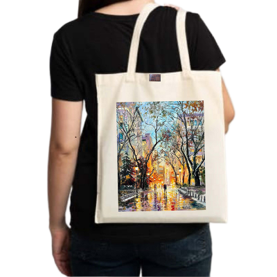 Picture of Canvas Tote Bag/Fashionable Top Handle Bag Off White Color with Zipper for girls For University/College/Trenndy Fashionable Women