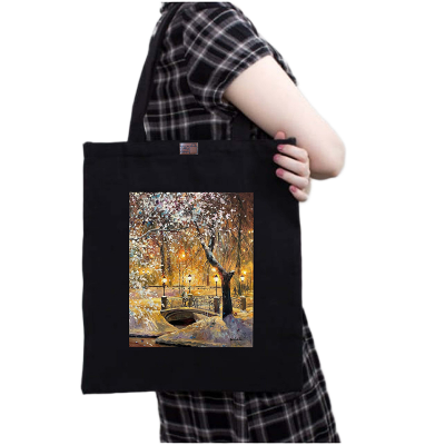 Picture of Canvas Tote Bag/Fashionable Top Handle Bag Black Color with Zipper for girls For University/College/Trenndy Fashionable Women