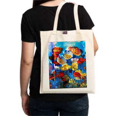 Picture of Canvas Tote Bag/Fashionable Top Handle Bag Off White Color with Zipper for girls For University/College/Trenndy Fashionable Women